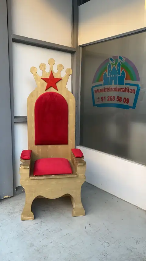 Trono real tapizado rojo lavable