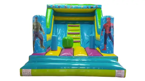 Castillo hinchable multicolor superheroes mediano