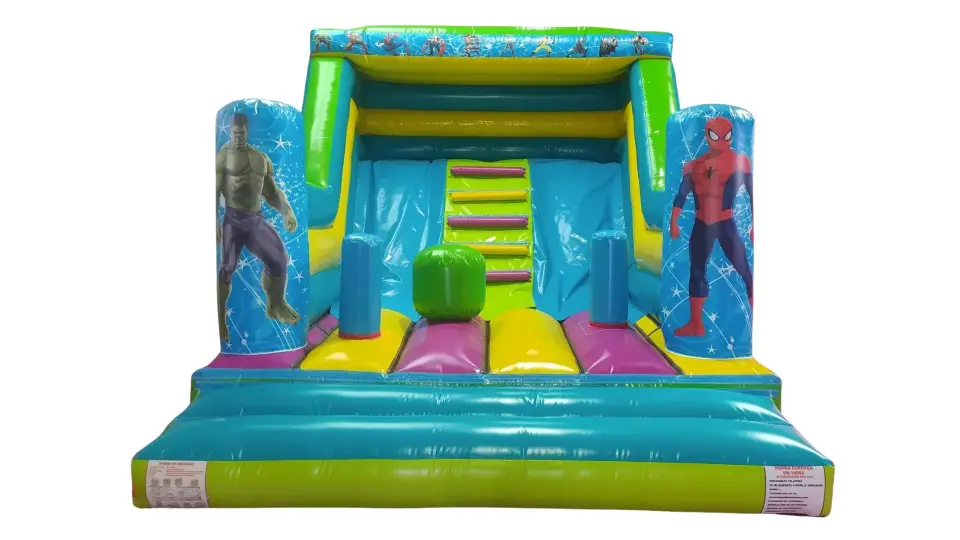 CASTILLO HINCHABLE MULTICOLOR SUPERHEROES MEDIANO, hinchable en alquiler
