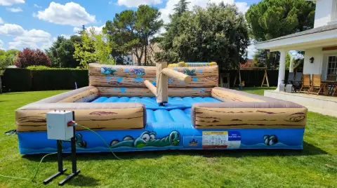 Castillo hinchable barredera humana